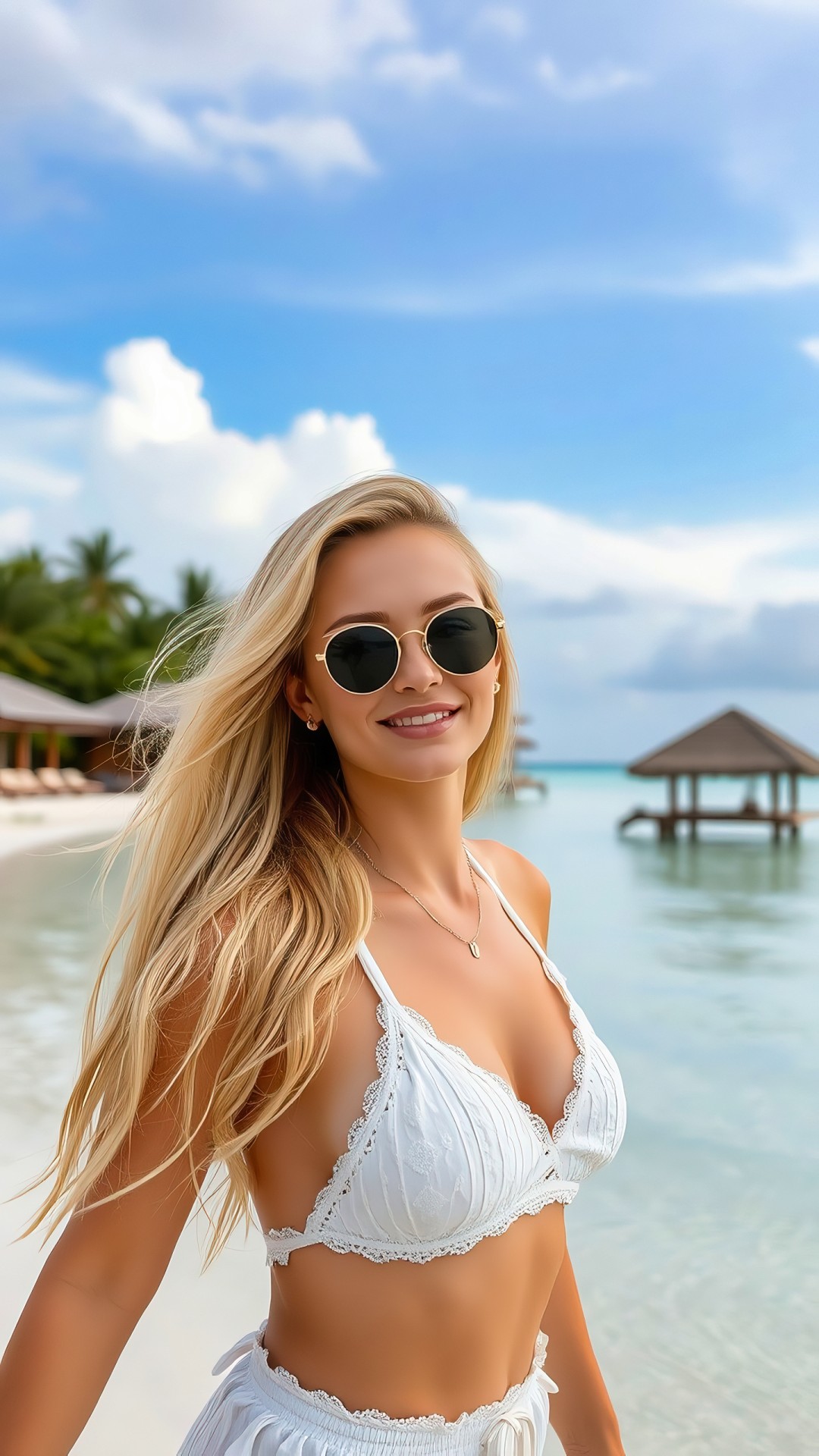 Woman on tropical beach
