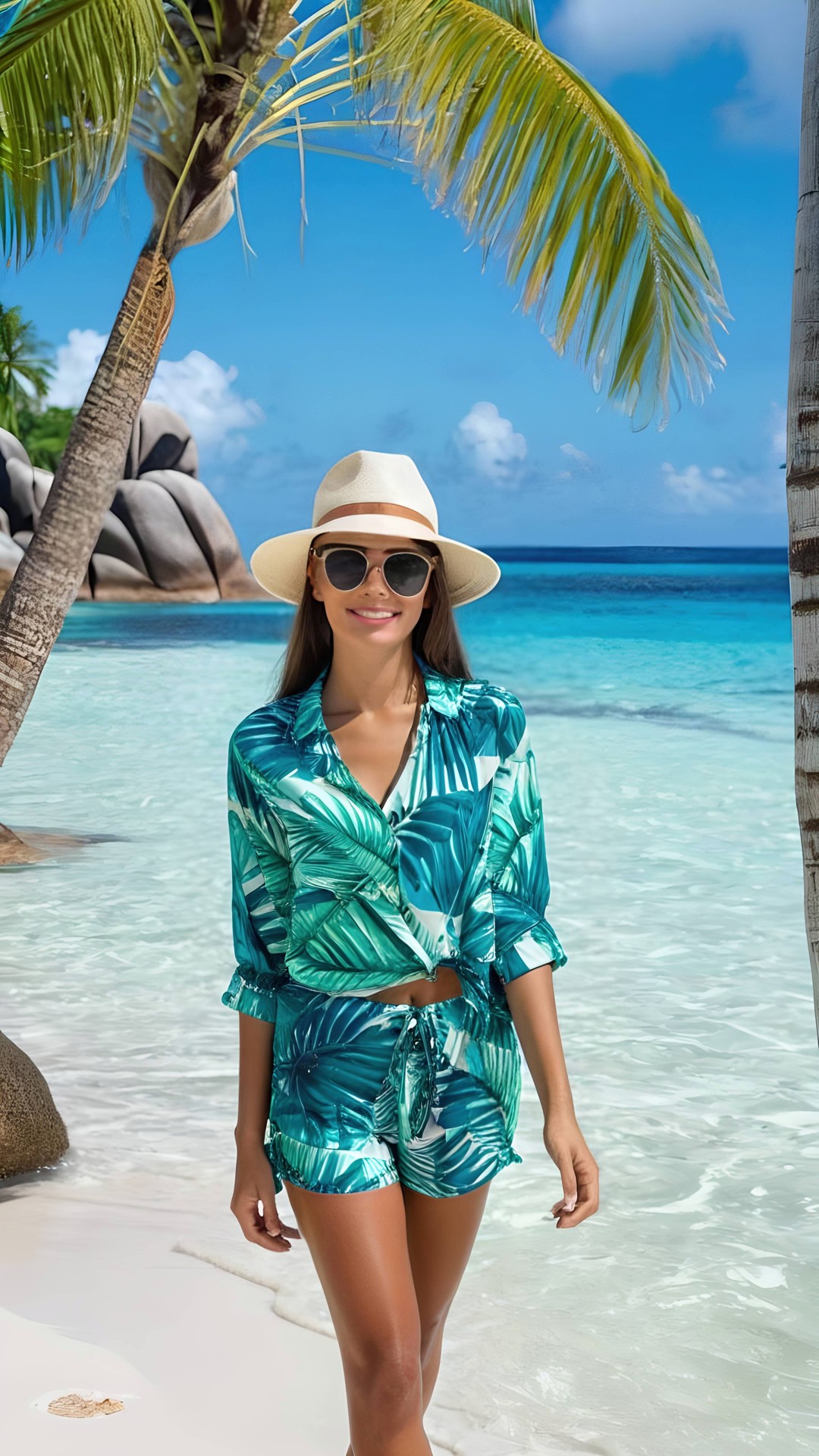 Woman on tropical beach