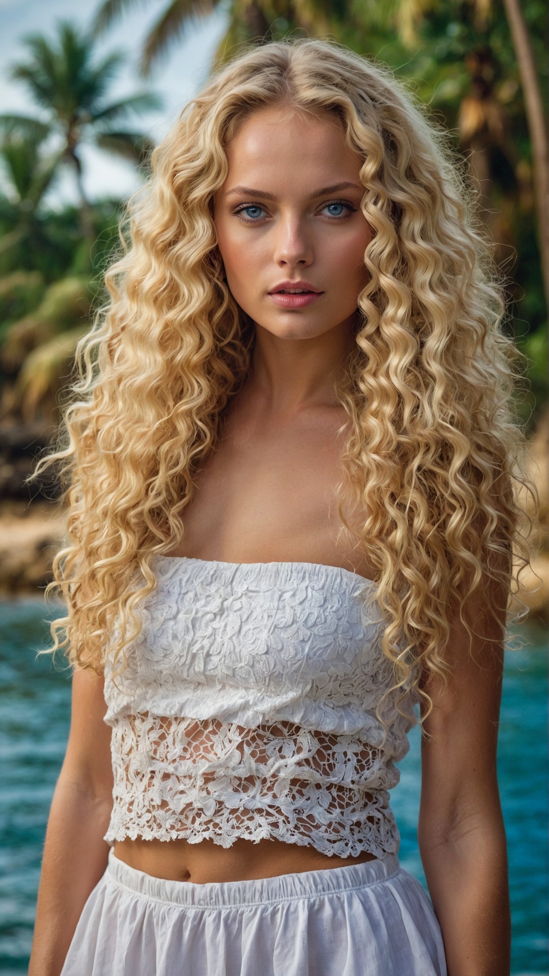 Blonde woman on the beach
